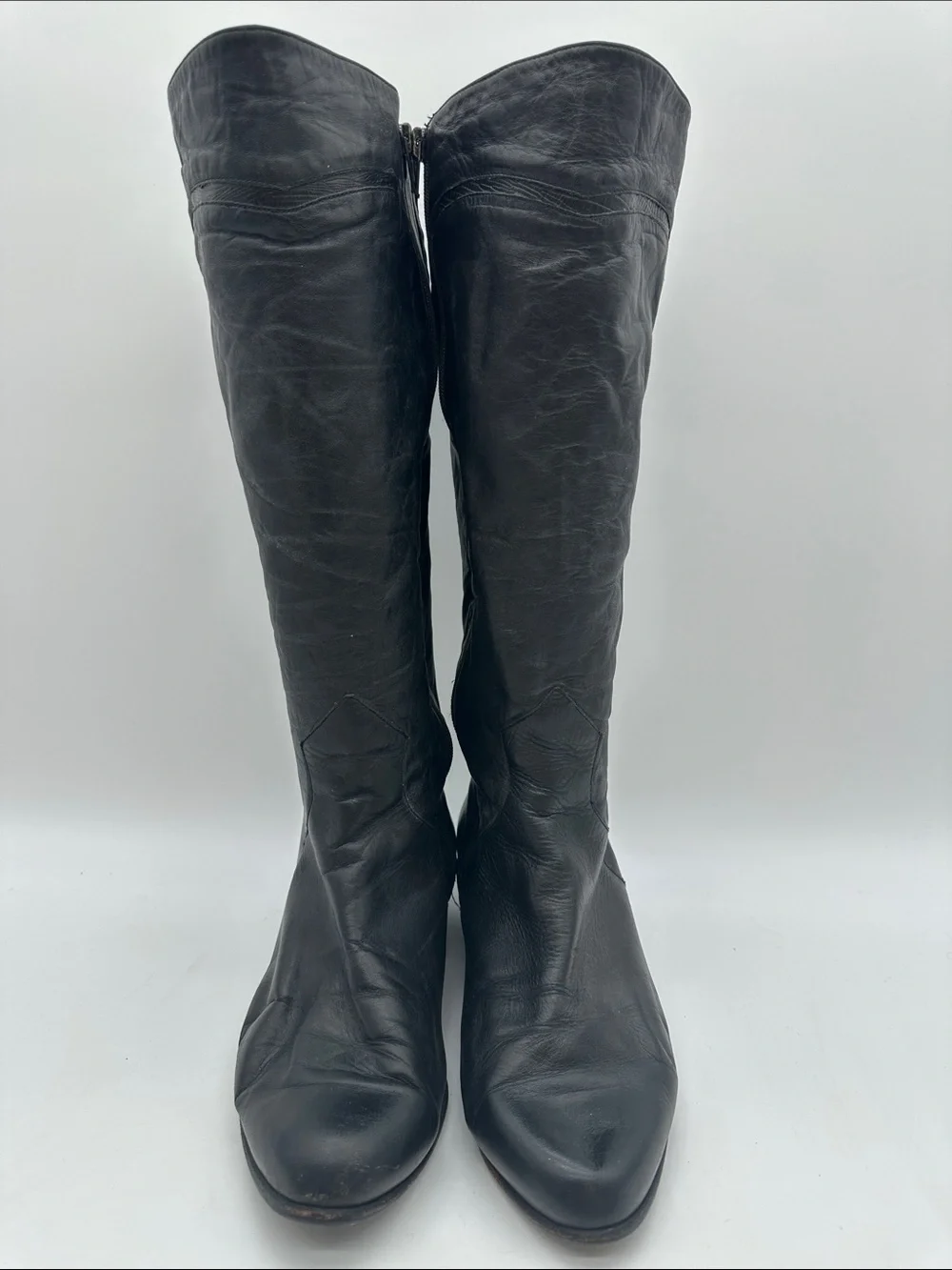 Vintage Black Leather Western Boots